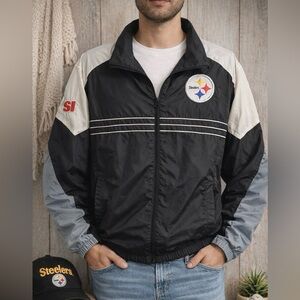 NFL Steelers Windbreaker Fall Black and Gold Renegade Unisex